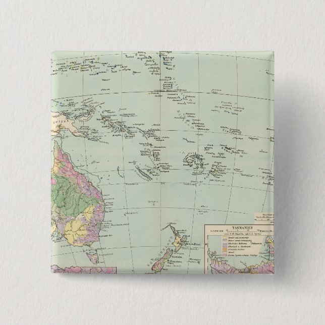 Oceanien - Atlas Map of Oceania Pinback Button (Front)