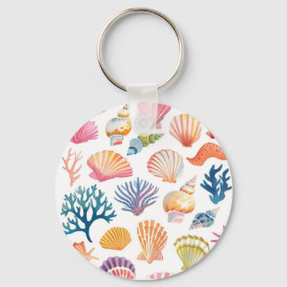 OceanModern Tropical Plant Print – Pink and Green Keychain
