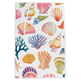 OceanModern Tropical Plant Print – Pink and Green Medium Gift Bag
