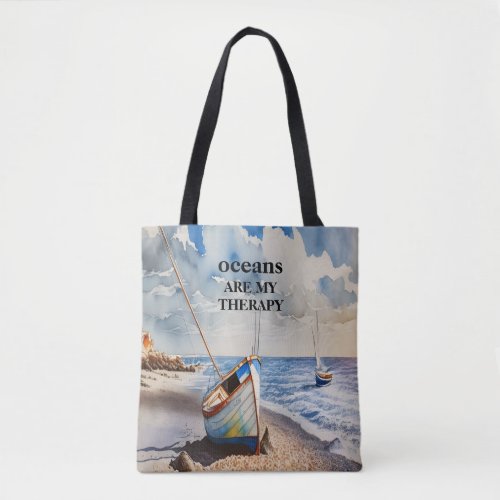 Oceans are my therapy design tote bag