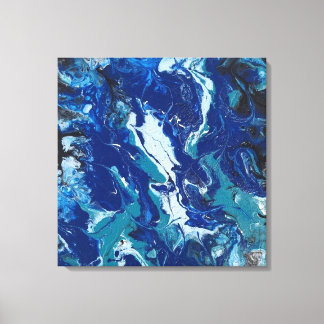Ocean's Blue on a 24x24 Canvas Acrylic Abstract Print