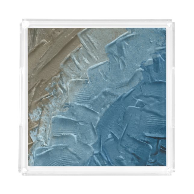 Ocean's Edge: A Digital Painting of Tranquility Acrylic Tray (Front)