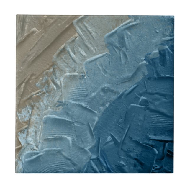 Ocean's Edge: A Digital Painting of Tranquility Ceramic Tile (Front)