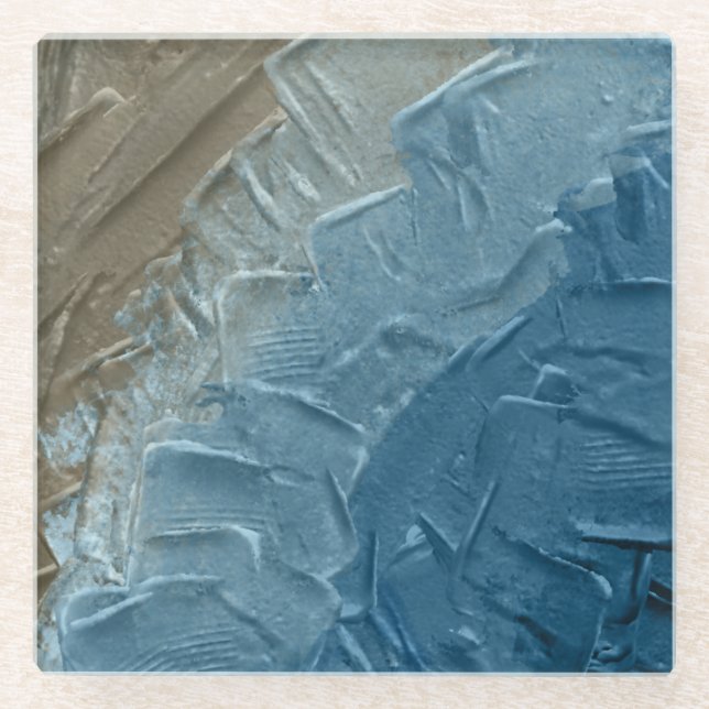 Ocean's Edge: A Digital Painting of Tranquility Glass Coaster (Front)