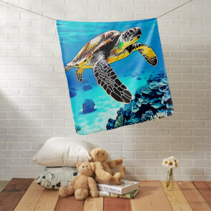 Ocean's Embrace: Sea Turtle's Journey Baby Blanket