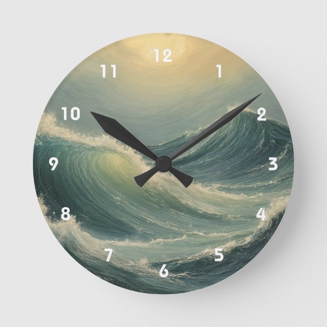 Ocean's Fury at Dawn Round Clock (Front)