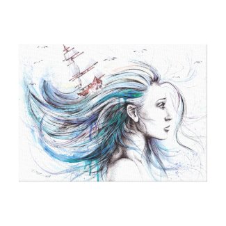 Oceans girl Nautical Surreal Painting art  Canvas Print