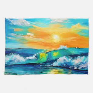 Ocean's Kiss: Sunset Waves Kitchen Towel