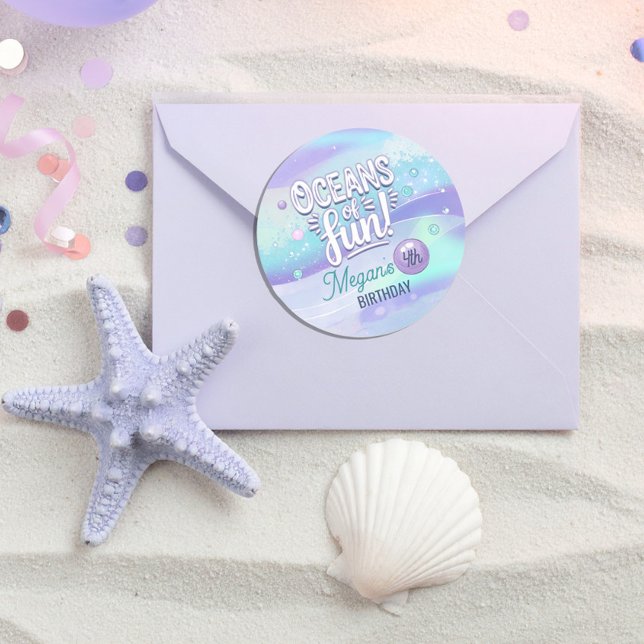 Oceans of Fun Personalized Birthday ID1142 Classic Round Sticker (Creator Uploaded)