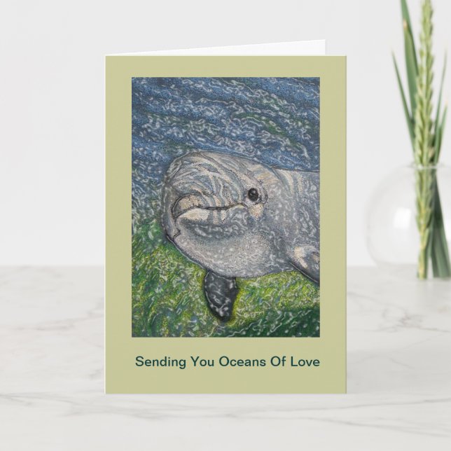 Oceans of Love Birthday: Dolphin Under Water Card (Front)