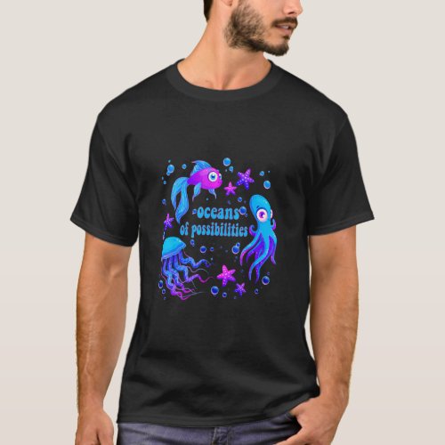 Oceans Of Possibilities Book Reading Octopus Jelly T_Shirt