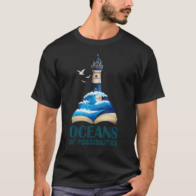 Oceans Of Possibilities Lighthouse Summer Reading  T-Shirt (Front)