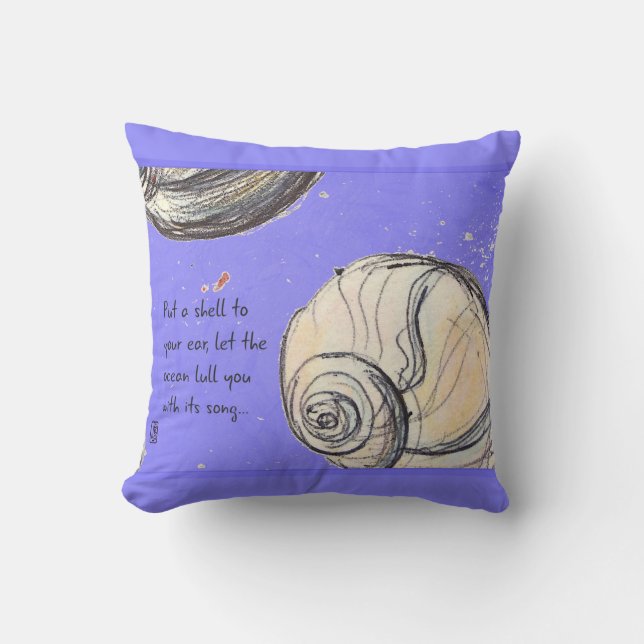 Ocean's Song Shells Throw Pillow (Front)