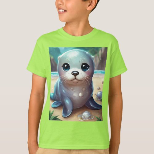 Oceans Treasure Seal Pup with Pearly Eyes T_Shirt