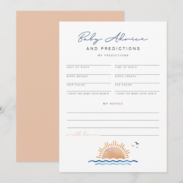 OCEANSIDE Beach Baby Advice and Predictions Card (Front/Back)