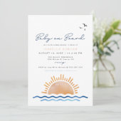OCEANSIDE Beach Baby on Board Baby Shower Invitation (Standing Front)