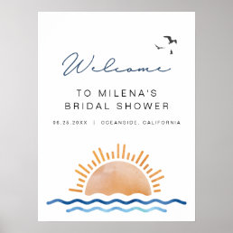 OCEANSIDE Beach Ocean Sunset Bridal Shower Welcome Poster