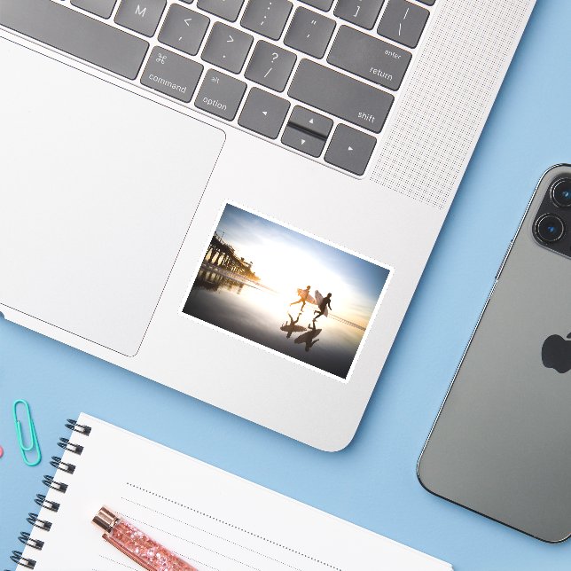 Oceanside Beach Sticker (Laptop w/ iPhone)