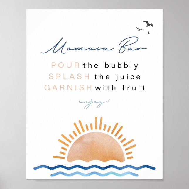 OCEANSIDE Beach Tropical Sunset Momosa Bar Sign (Front)