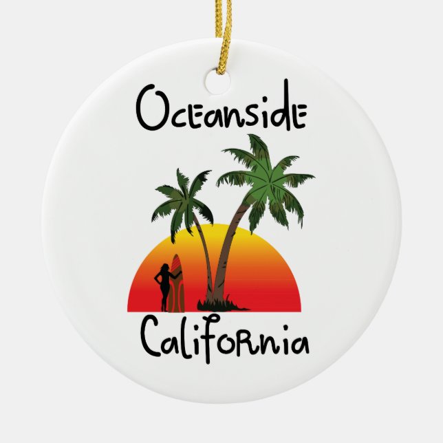 Oceanside California Ceramic Ornament (Front)