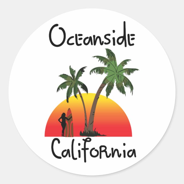Oceanside California Classic Round Sticker (Front)