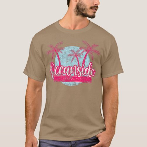 Oceanside California Retro Beach Palm Tree Surf T_Shirt