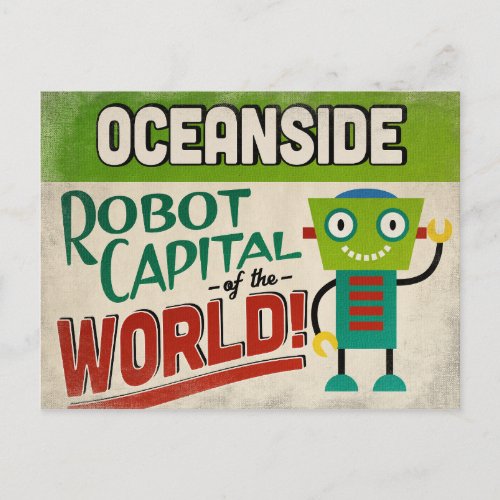 Oceanside California Robot _ Funny Vintage Postcard