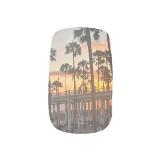 Oceanside California Sunset on the Pier Palm Trees Minx Nail Art