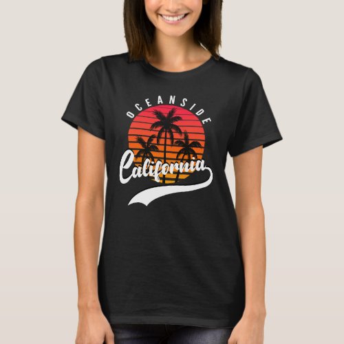 Oceanside California Sunset Womens Black T_Shirt