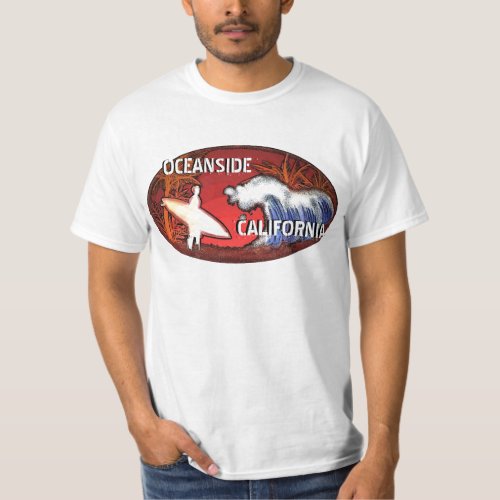 Oceanside California surfer waves value tee