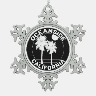 Oceanside California Surfing Surf Snowflake Pewter Christmas Ornament