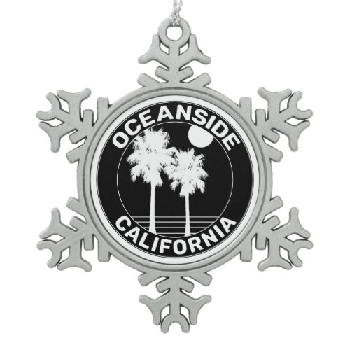Oceanside California Surfing Surf Snowflake Pewter Christmas Ornament