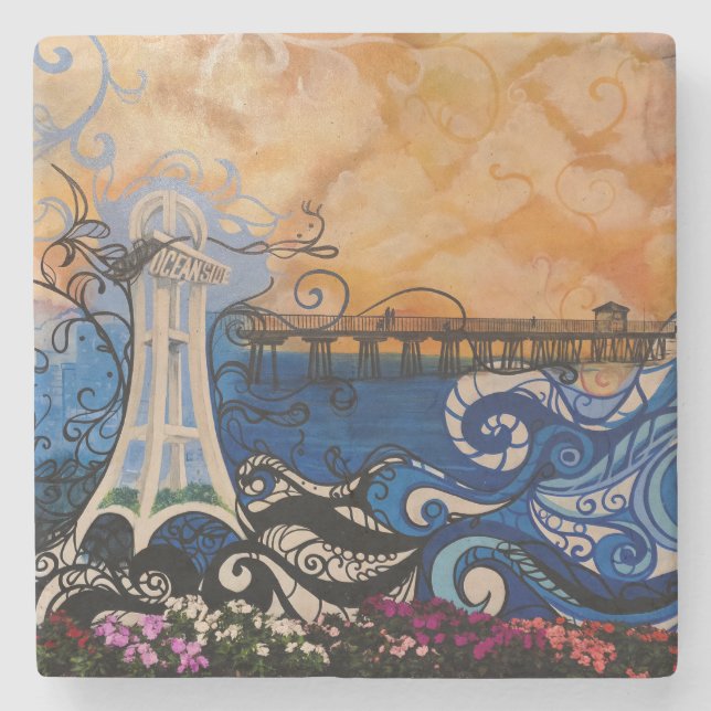 Oceanside Graffiti Stone Coaster (Front)