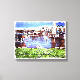 Oceanside Harbor Painting Wrapped Canvas Print