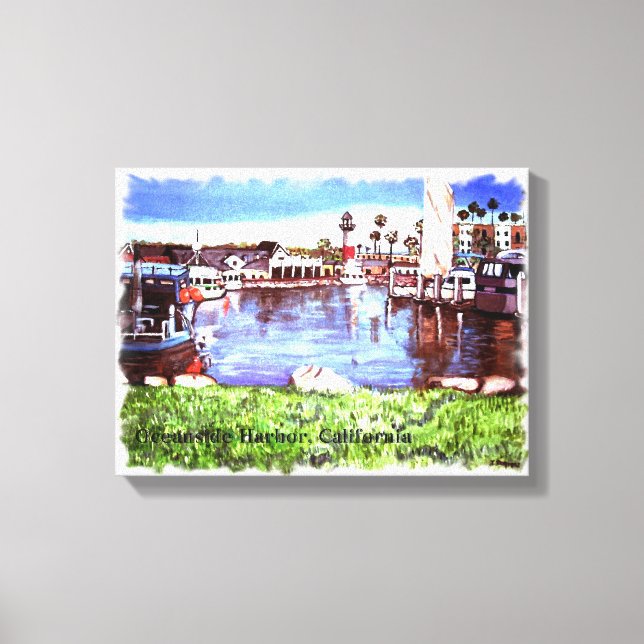 Oceanside Harbor Painting Wrapped Canvas Print (Front)
