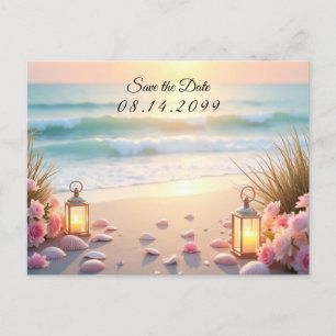 Oceanside Romance Beneath Coastal Light Announcement Postcard