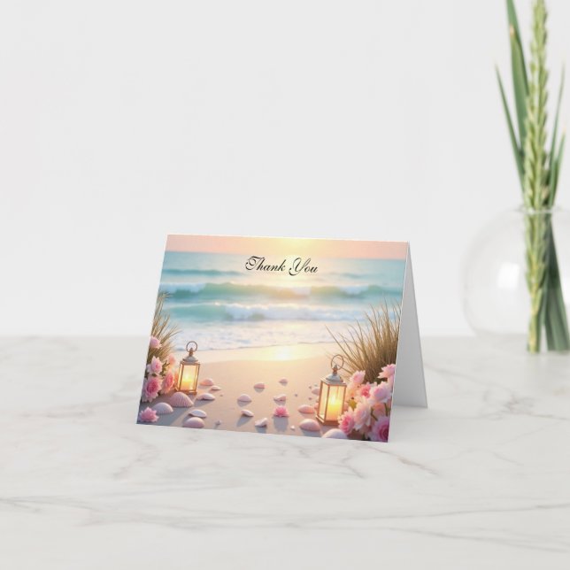 Oceanside Romance Beneath Coastal Light Letterpress Thank You Card (Front)