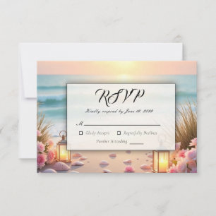 Oceanside Romance Beneath Coastal Light RSVP Card