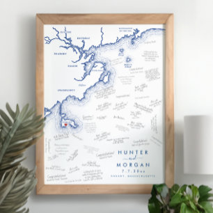 Oceanview of Nahant Modern Guest Book Poster
