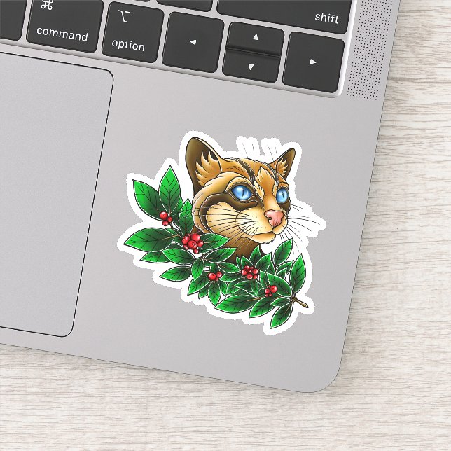 Ocelot Cat's Berries Sticker (Detail)
