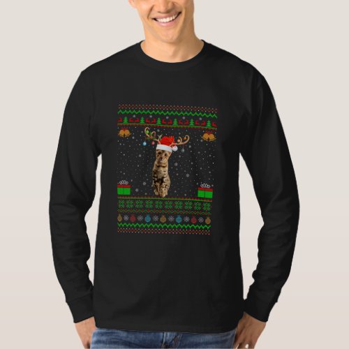 Ocelot Lover Santa Hat Matching Ugly Ocelot T_Shirt