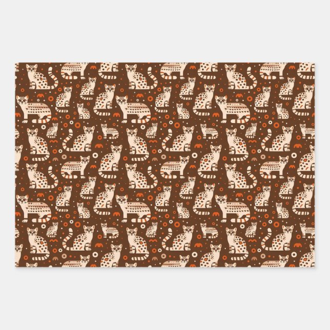 Ocelot Pattern Wrapping Paper Sheets (Front)