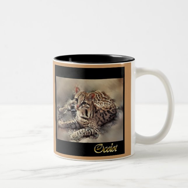 ocelot square 2 Two-Tone coffee mug (Right)