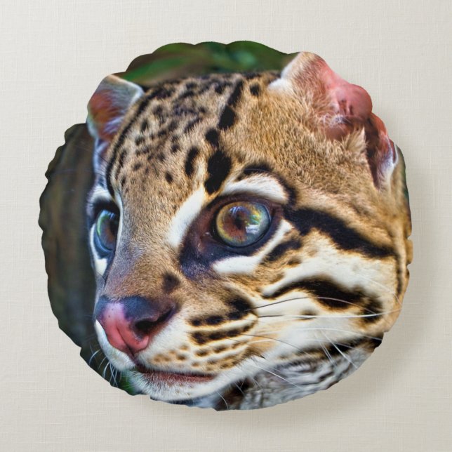 Ocelot - Wild Mini Jaguar Round Pillow (Front)
