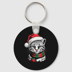 Ocelot Xmas Santa Hat F Christmas Costume Keychain