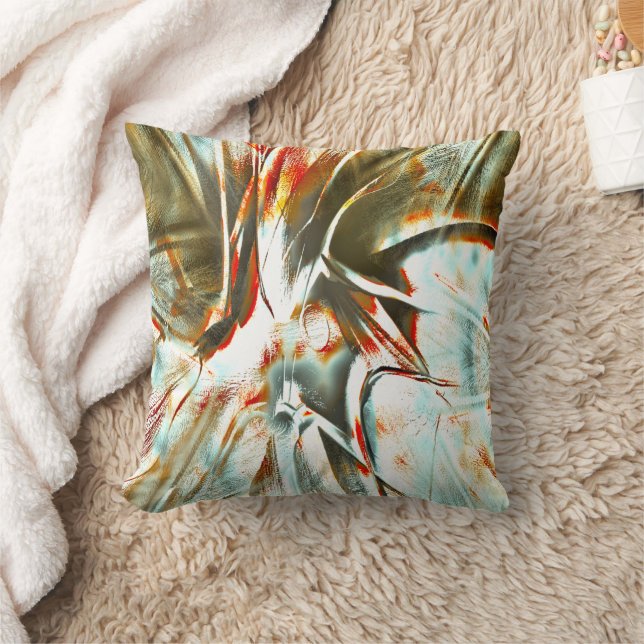 Ocher texture with pixelated kink and scratches throw pillow (Blanket)