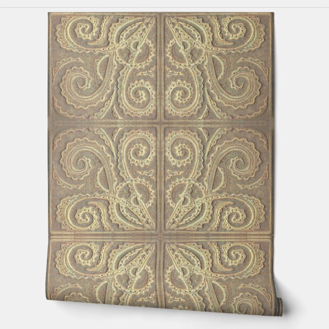 Ocher tile pattern 2' x 4'  wallpaper  (Unrolling)