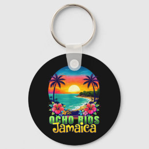Ocho Rios Jamaica Beach Tropical Sunset Summer Keychain