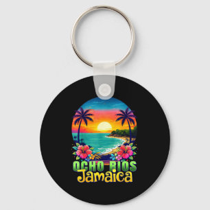Ocho rios jamaica beach tropical sunset summer keychain