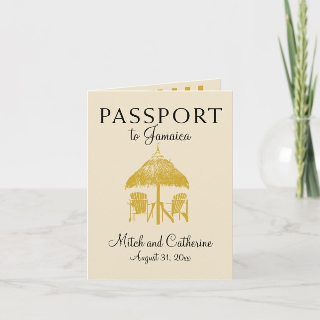 Ocho Rios Jamaica Passport Wedding Invitation (Front)